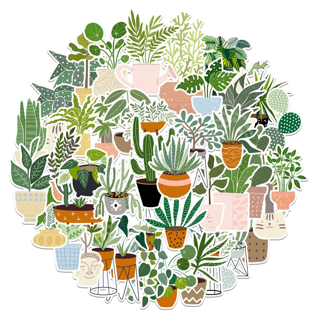 44 Plant Potted Graffiti Stickers Decorate Suitcase Guitar Notebook DIY Waterproof Stickers