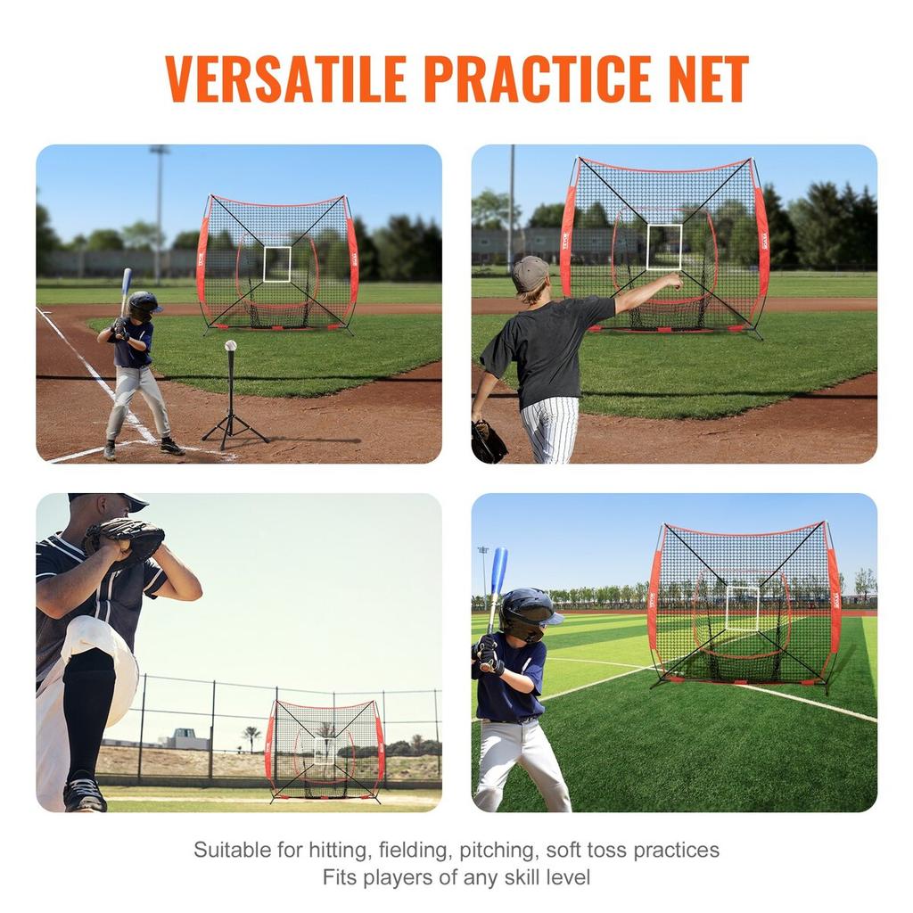 7x7 Ft Baseball Softball Practice Net, Portable Baseball Training Net for Hitting Batting Catching Pitching, Backstop Baseball Equipment Training Aids