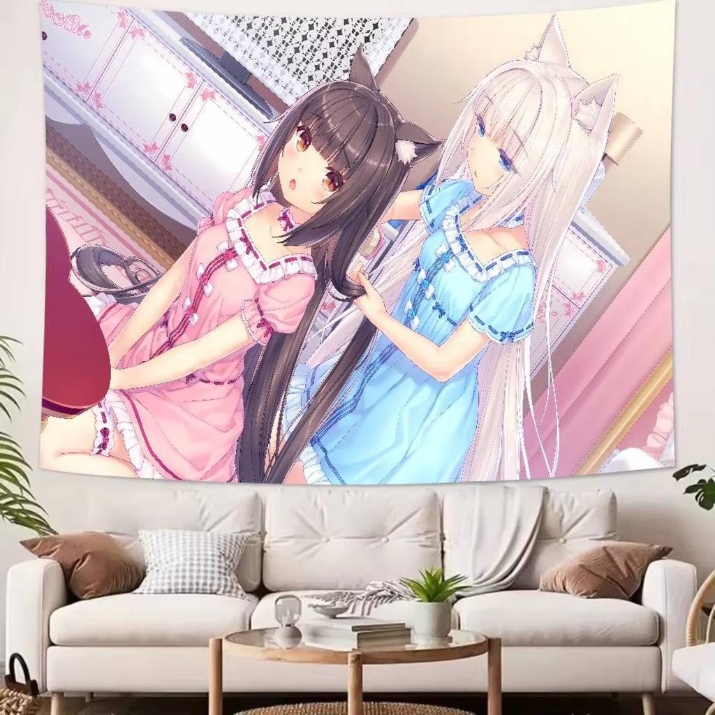 Kawaii HOT Girl Nekopara Tapestry Decoration Bedroom Dormitory Background Cloth Holiday Home Party Living Room Club Tapestry