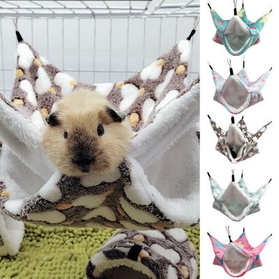 Dubbellaagse Hamsterkooi Slaaphangmat Print Cavia Kleding Bed Knaagdier Hangmat Chinchilla Kooi Huisje Accessoire