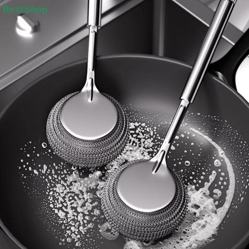 Stainless Steel Pot Brush With Long Handle Dishwasher Cleaning Brush Kitchen Special Washing Pot Steel Wool Ball Brush