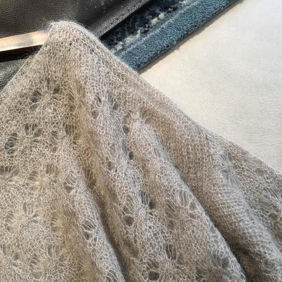 Luxus Grobstrickpullover Damen Herbst Dünn Weich und Gemütlich Mohair Kaschmir Grobstrick