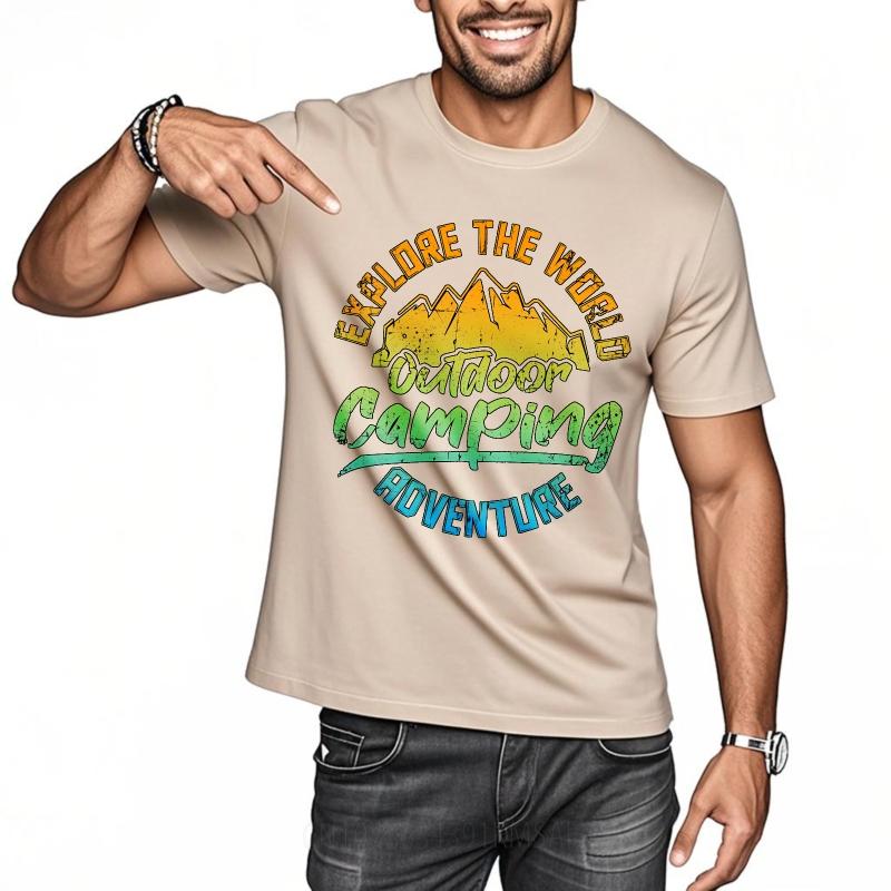 Lässiges Sommer-T-Shirt für Sie Entdecke die Welt Outdoor Camping Abenteuer Kurzarm Bedruckte Rundhals-Tops T-Shirt für Unisex