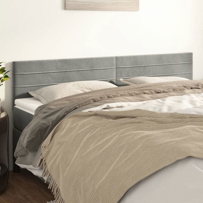 VidaXL 2x Têtes de Lit Meubles de Chambre à Coucher Accessoires de Lit Simple Têtes de Cadre de Lit Intérieur Gris Clair 346194