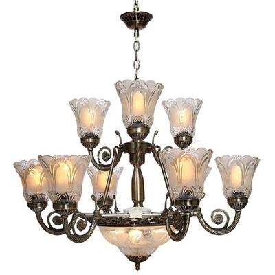 Lampadario Jhoomer a 9+3 luci nero stile portoghese per decorazione casa