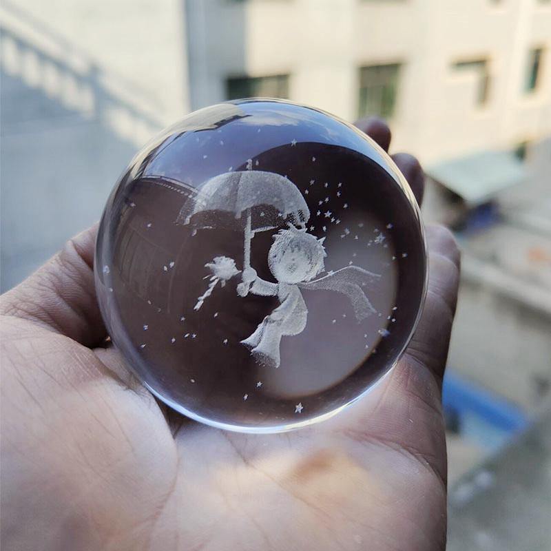 30 Clear Crystal Balls with 3D Laser-Engraved Solar System and Earth Galaxy Design - Creative Desktop Ornaments