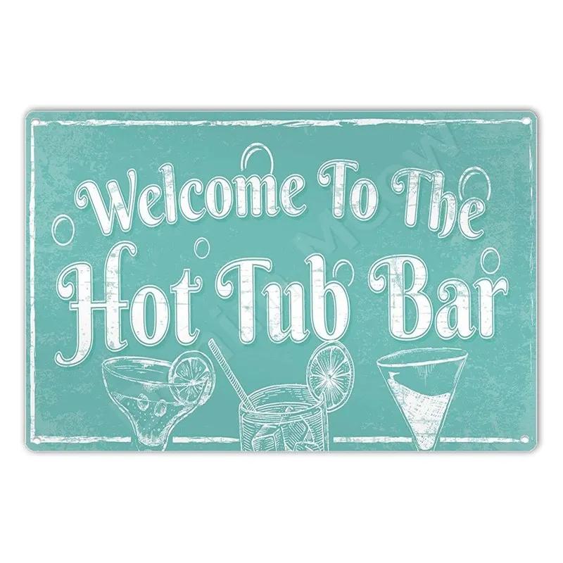 Välkommen till bubbelpoolbaren Poster Bubbelpoolregler Vintage Metallplåtskyltar Pub Klubbdekoration Regel Väggkonst Plåt Heminredning N354