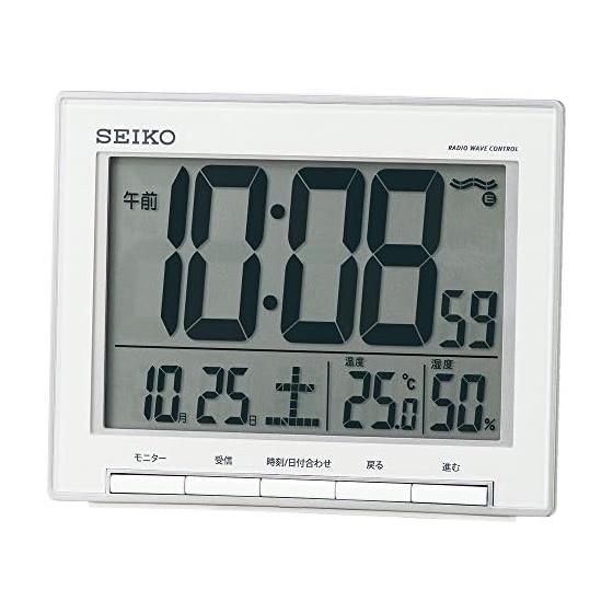 Часы Seiko Будильник Радио Цифровой Календарь Температура Влажность Дисплей Большой Экран Серебристый Металлик SQ786S SEIKO