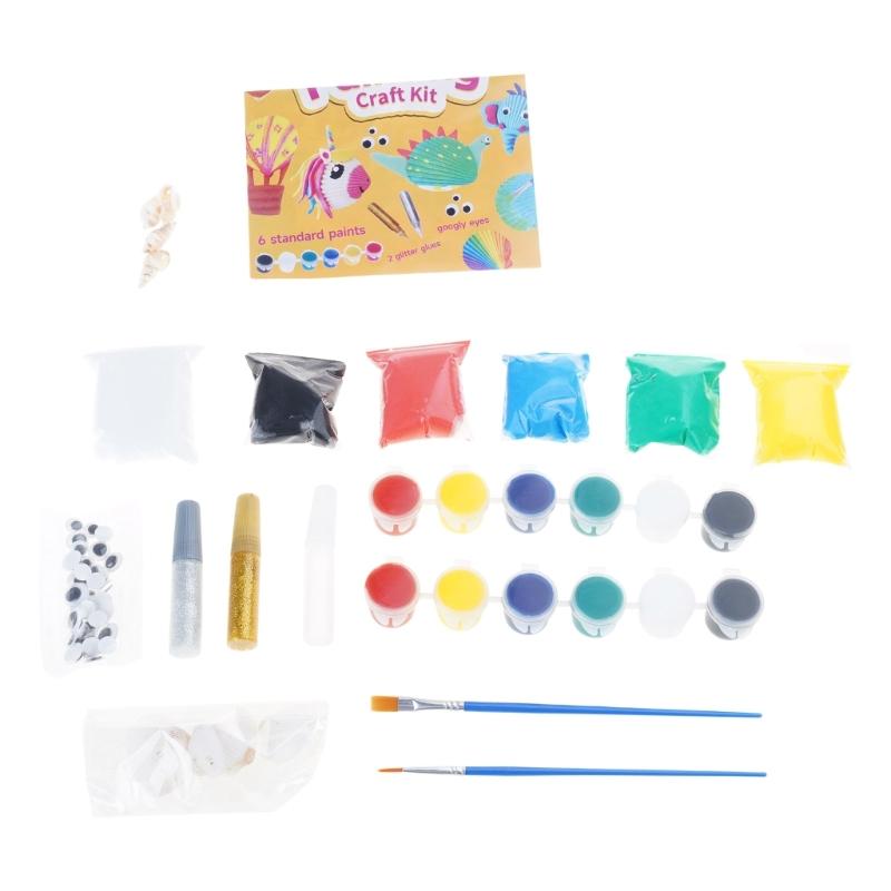 

Children Sea Shell Painting Set Arts and Crafts for Kids Ocean Themed Art Project Seashells Painting Accessories 1