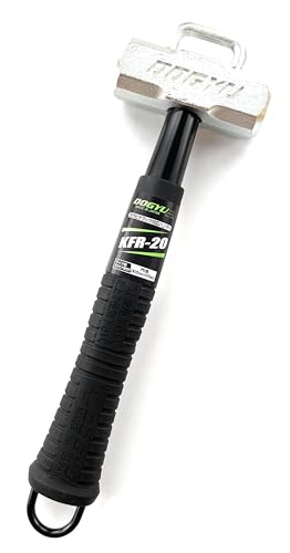 DOGYU Carabiner Hook Compatible Hammer KFR-20, 315mm Overall Length, Silver Head, Wide Carabiner Mounting Hole, with Anti-Drop Cord Attachment Bracket