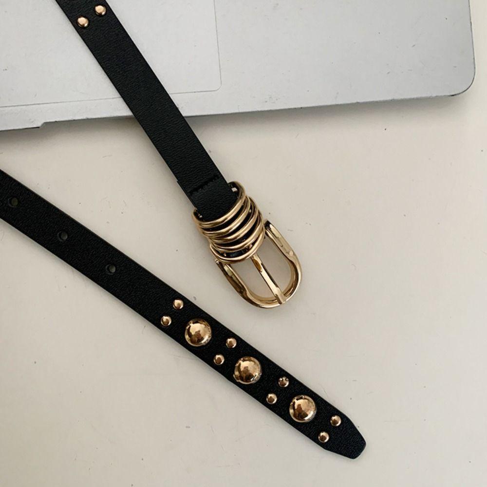 New Design Rivet Waist Belt Pu Leather Women's Jeans Belt Adjustable Y2k Thin Belt  Spicy Girls