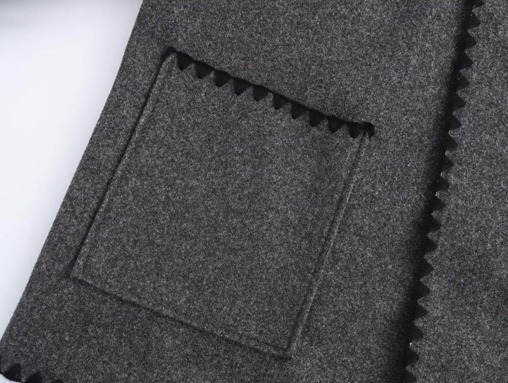 2024 Winter Women's European & American Colorblock Lace-up Woolen Coat