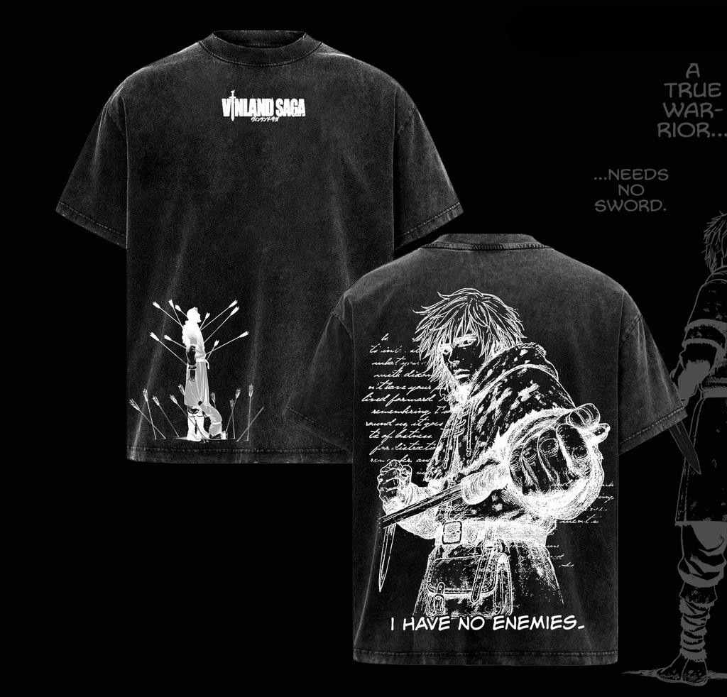 Unisex Thorfinn VINLAND SAGA T-Shirt Anime Print Gewaschenes Oversized T-Shirt Kurze Ärmel Baumwolle Freizeit-T-Shirts Oberteile Herren Unisex Kleidung