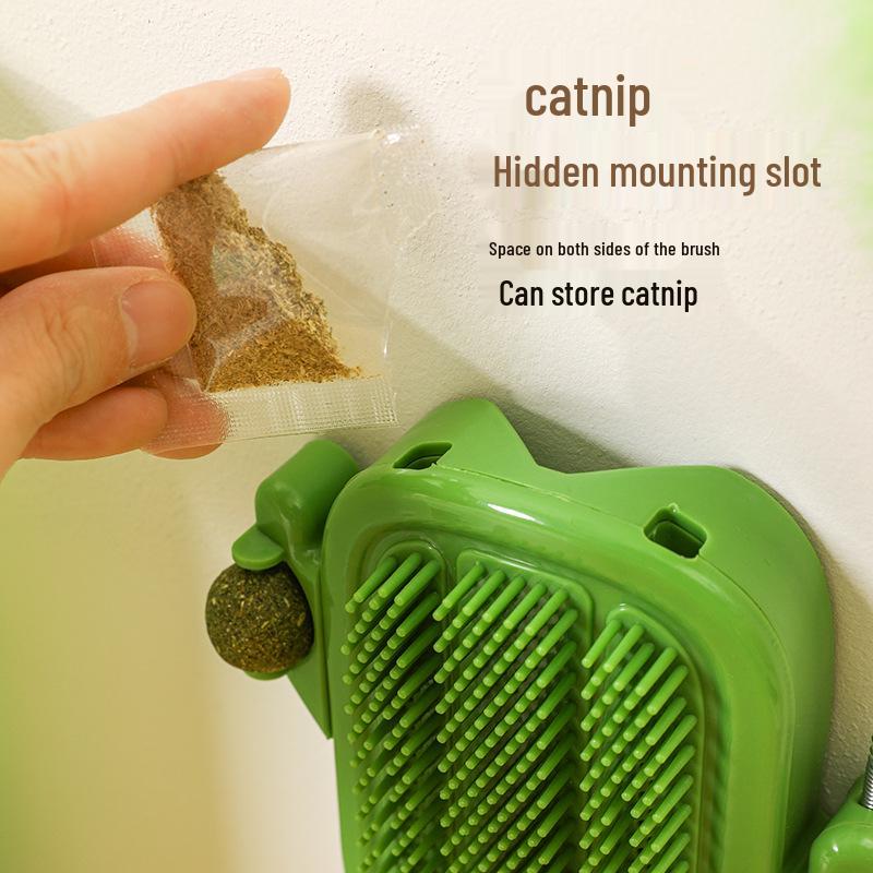 Wall-Mountable Cat Scratching Post with Teaser Stick & Catnip Self-Play Toy
