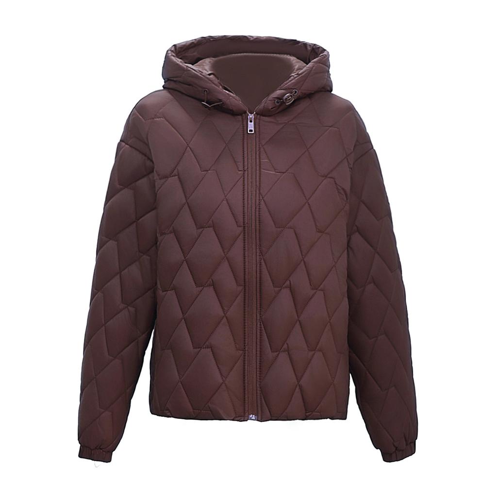 Rhombus cotton clothes short European beautiful women's coat autumn and winter new light and warm cotton-padded clothes hooded jacket women