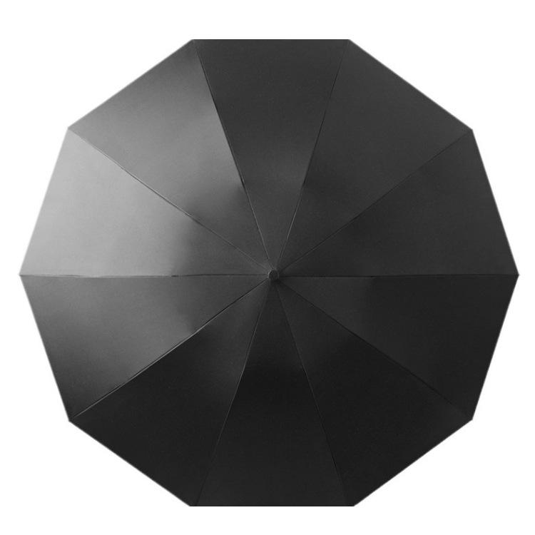 10-Rib Automatic Black Dual-Use Umbrella for Sun and Rain
