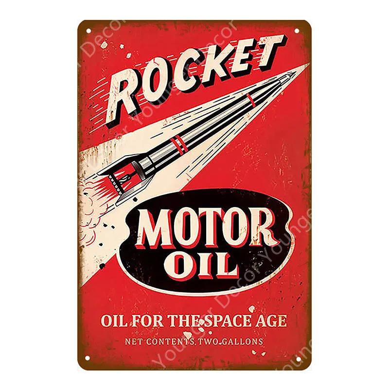 Mobil 1 Racing Motor Oil Vintage Plaque Tin Sign Rocket Metal Sign Wall Decor For Garage Car Shop Plate Race Fuel Poster YK065
