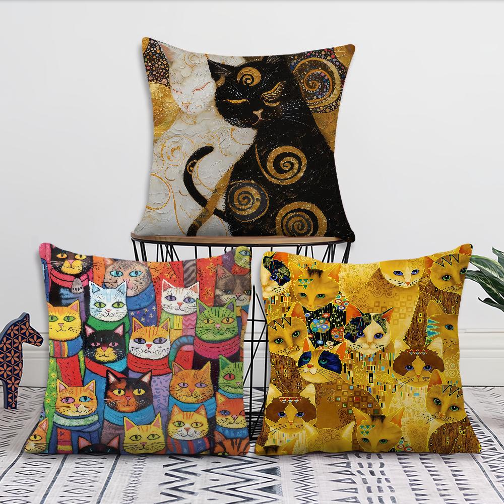Art Golden Color Cat cushion cover Decoration Room Shop Car Best Home Office Coffee Pillow Sofa Printing Nordic Simplicity Hit