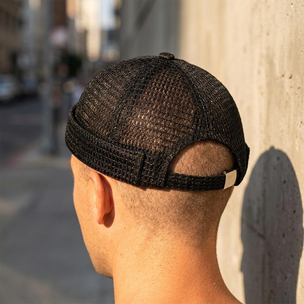 Hip-hop Cap Docker Beanie Cycling Cap Mesh Breathable Brimless Melon Skin Hat Summer Mesh Brimless Docker Cap