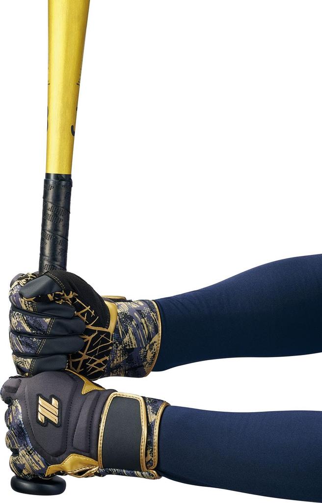 ZETT Baseball Batting GRAPHIC GRIP General Gray X Gold Size L Gloves, GLOVE, Ambidextrous, Use, (1582), (BG18523B)