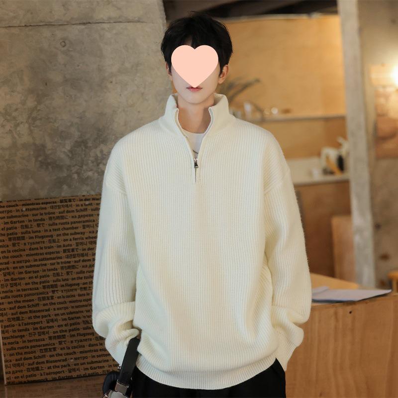 

Men s Retro Loose High-Neck Half-Zip Sweater - Autumn/Winter 2025 Collection 2XL бежевый