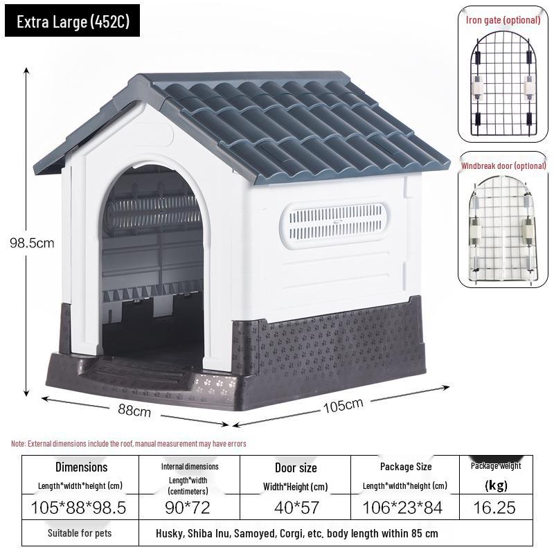 Four Seasons Universal Outdoor Dog House: Breathable, Rainproof Pet Nest for Medium & Large Dogs