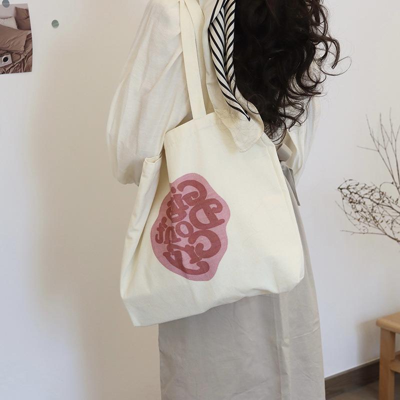 Literary canvas bag large-capacity shopping bag fashionable and simple shoulder women's bag