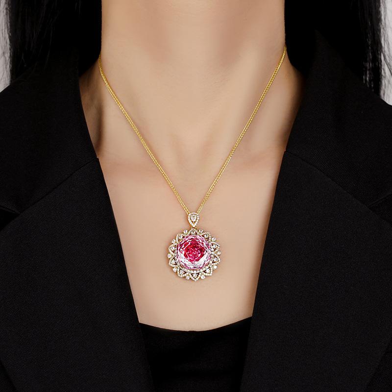 Jewelry Copper Bottom Gold Plated Rose Chepala Green Vintage Gold Pendant Main Stone 18Mm