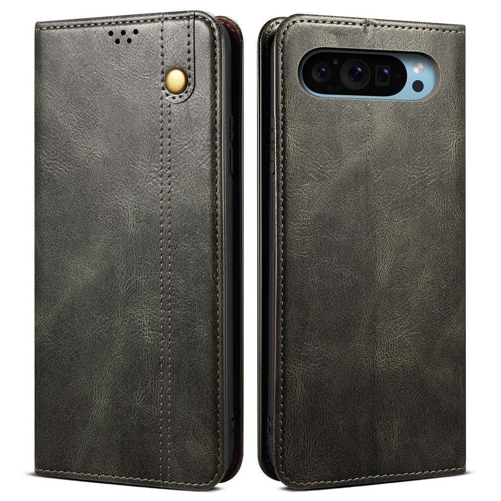 Pro Google Pixel 9/Pixel 9 Pro Pouzdro Textura Crazy Horse Voskovaná Kůže Peněženka Stojánek Kryt