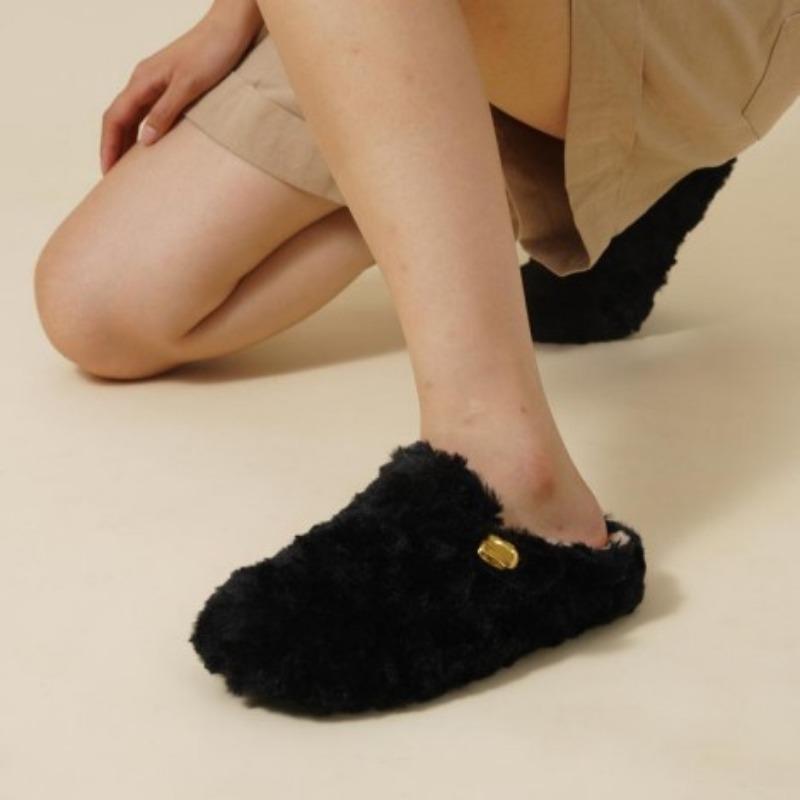 Autumn and winter new warm and velvet lamb wool shoes women's fashion outer wear thick-soled bag head half slippers
