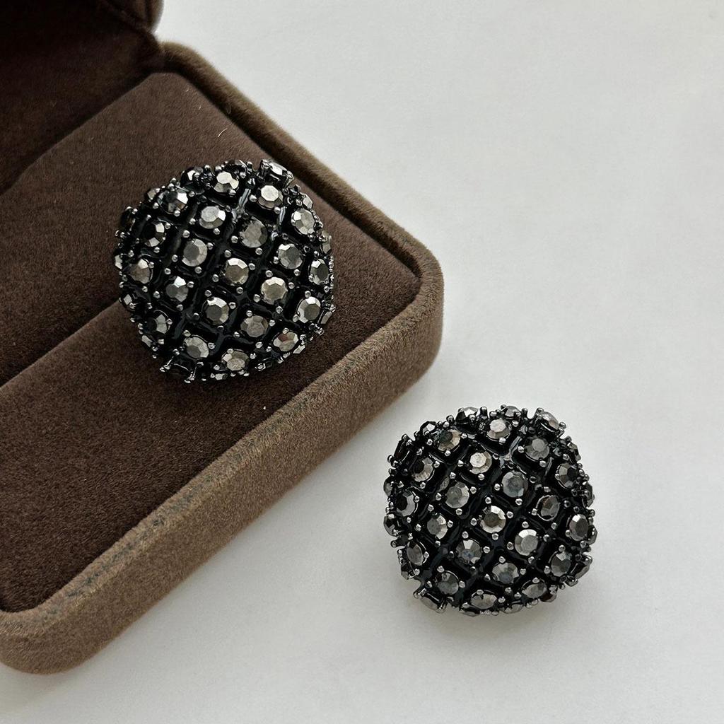 2025 Light Luxury Full Diamond Spherical Stud Earrings for Women - High-End Fashionable Design Jewelry