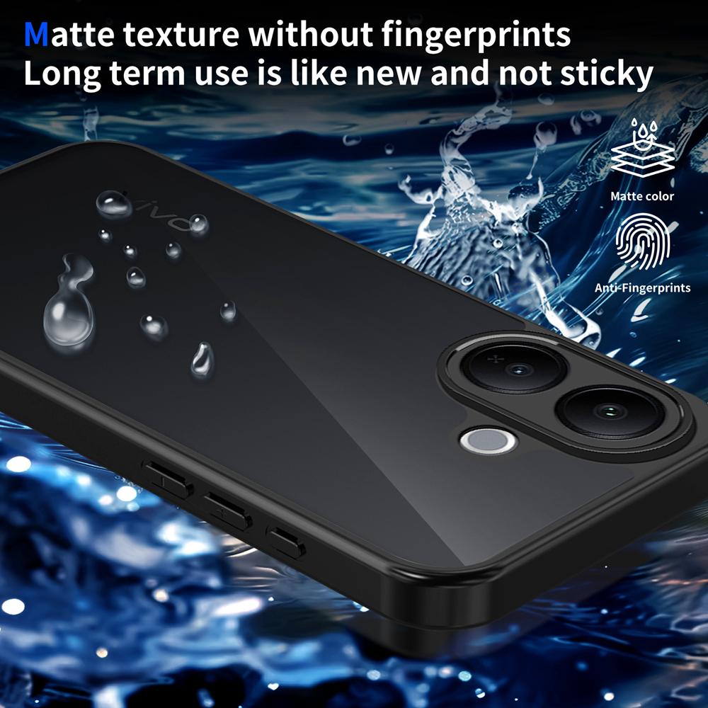 KEYSION Matte durchscheinende schwarze Handyhülle für VIVO V60 Lite 5G Weiches Silikon+PC Klare stoßfeste Rückseite für IQOO Z10R 5G