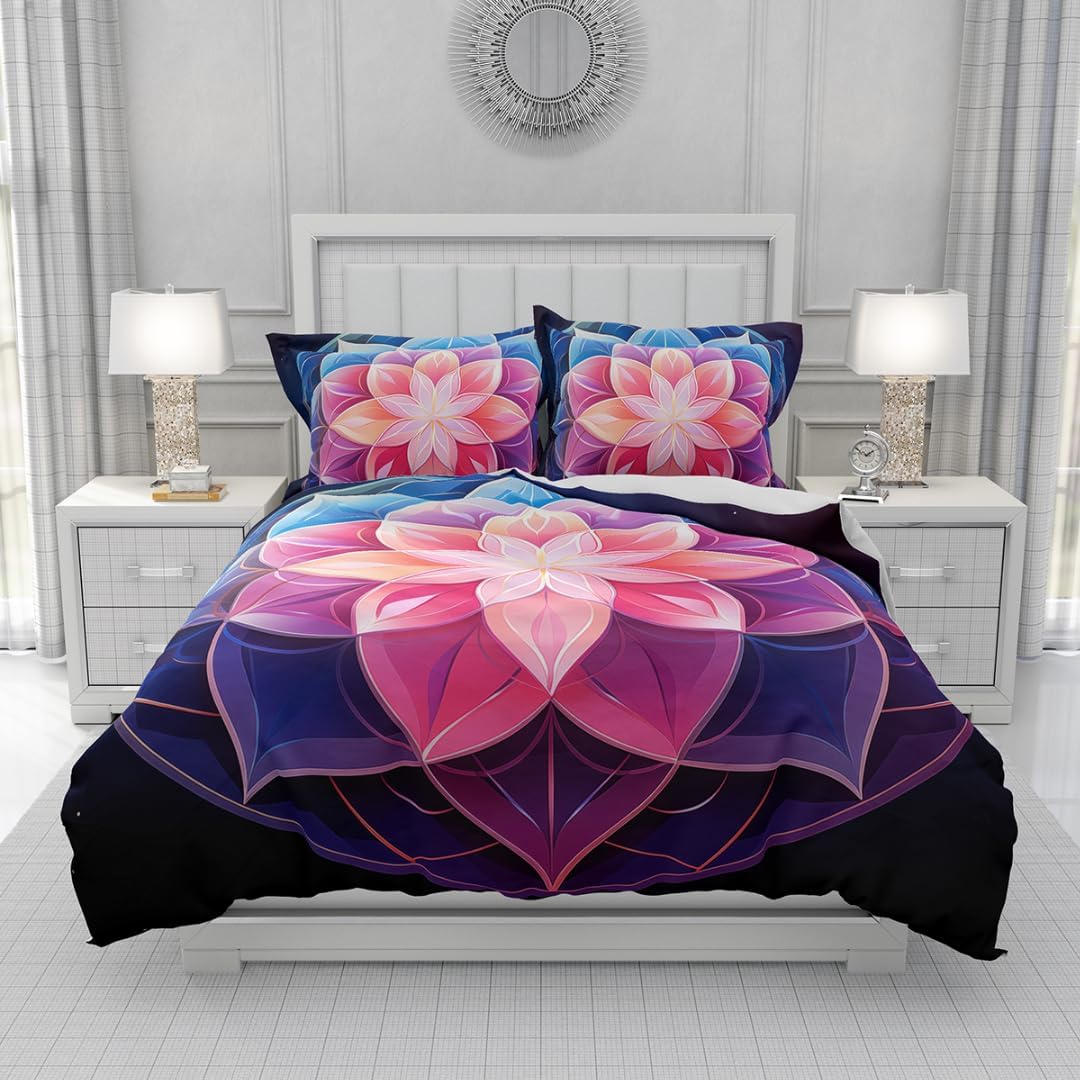 

Boho Floral Soft Duvet Cover King-Sized Dimensionsd Dimensions 3D Printed Multicolor Flowers Beding Set Boho Comfortable Quilt Cover 3 Piece Set 100*200cm Single