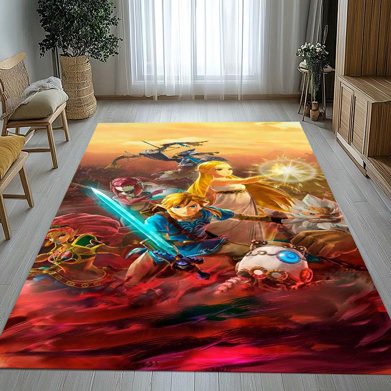 Retro Z-Zelda Cartoon Link Games Living Room Non-Slip Area Rug Soft Carpet for Bedroom Kids Playroom Sofa,Home Decor Doormat