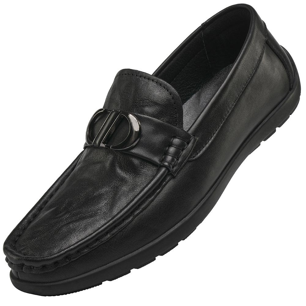 

Мягкая подошва Натуральная кожа Роскошные туфли для вождения для мужчин Модные повседневные Весенне-осенние мужские туфли Металлические дизайнерские лоферы Мужские 44 чёрный