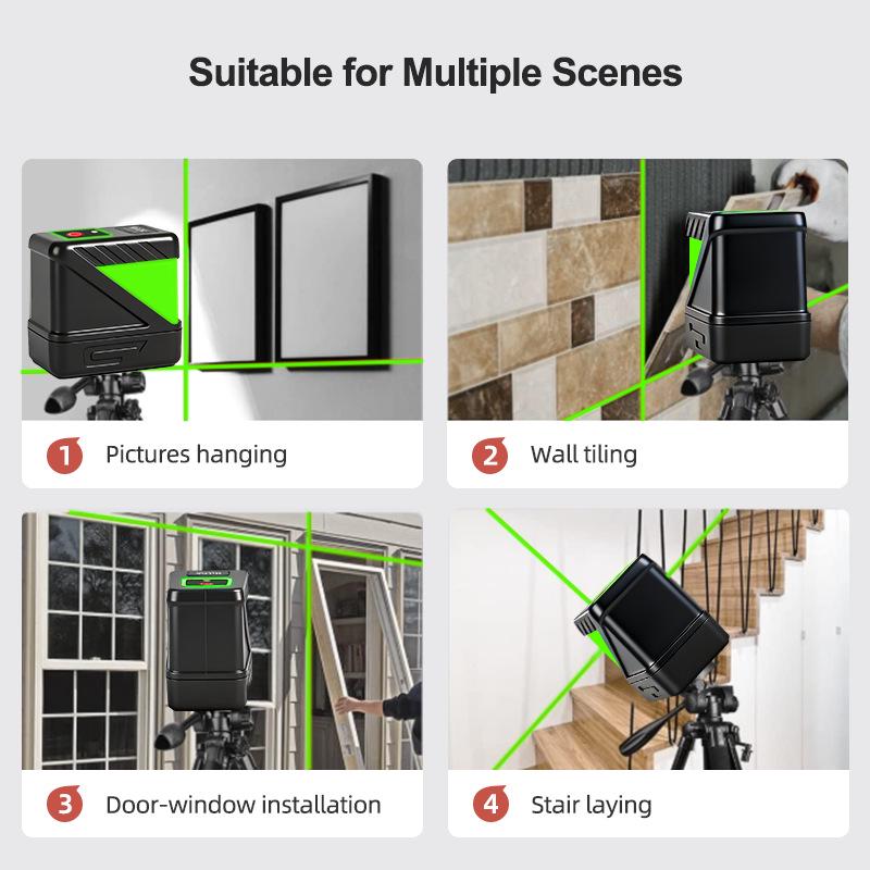 High-Precision Mini Portable 2-Line Green Laser Level Projector