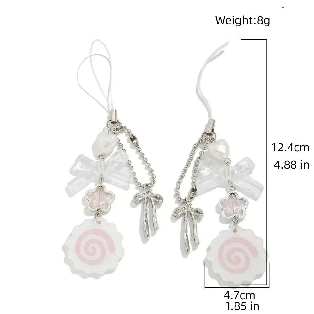 Pink Color Punk Keychain Lanyard Kawaii Style Fish Cake Keyring Harajuku Bag Pendant  Daily Use