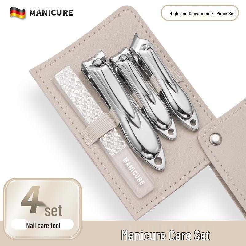 Premium Stainless Steel Nail Clippers Set - 5-Piece Folding Kit with Angled and Flat Heads for Thick Nails