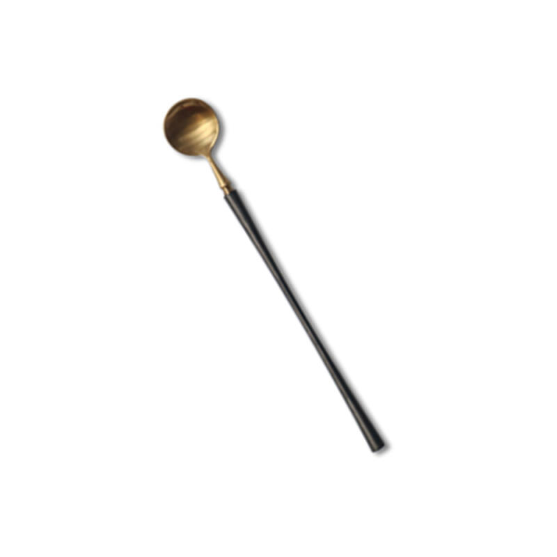 

Belle Gold Black Long Spoon Cutlery Dessert Tableware
