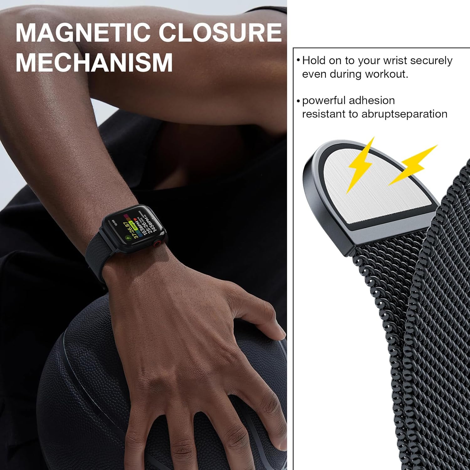 Stainless Steel Milanese Loop Compatible with Apple Watch Band 42mm 44mm 45mm 49mm Men and Women, Mesh Loop Magnetic Clasp Replacement for iWatch