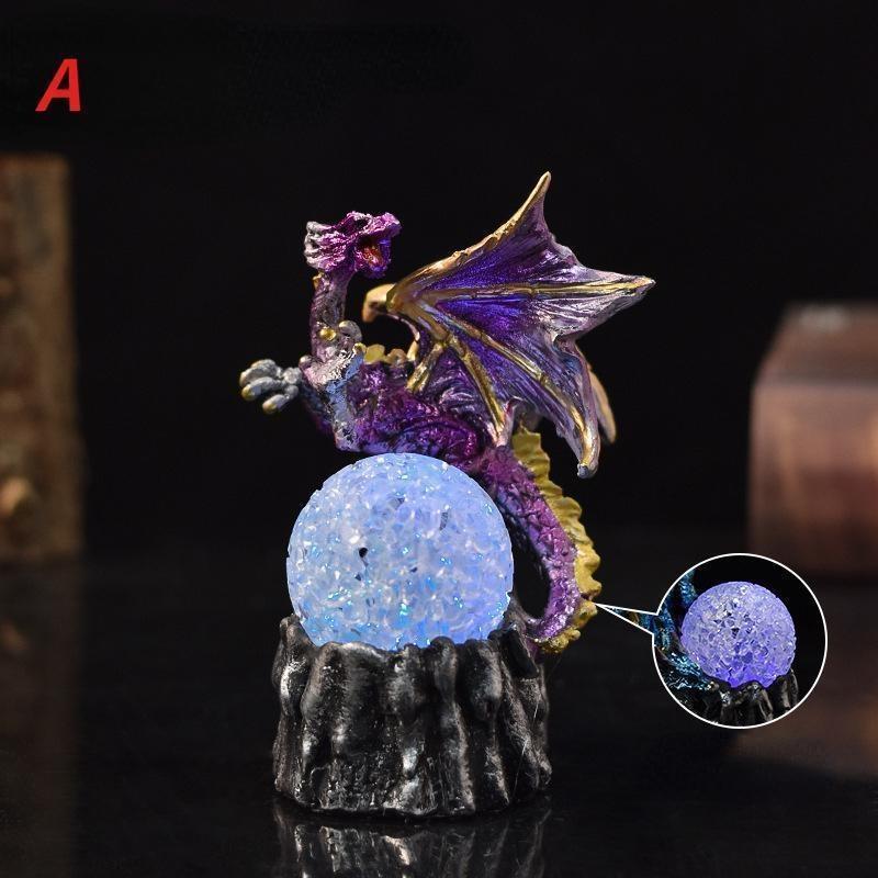 1 Pc Color Change Lava Resin Base Dragon Statues Luminescent Dinosaur Holy Dragon Battle Dragon Home Desktop Sculpture Kids Gifts