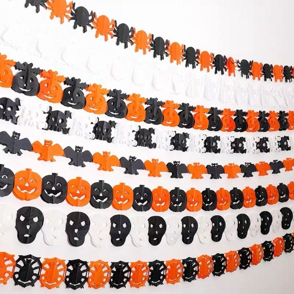 Ghost Ghost Paper Banner Bat Pumpkin Skull Pendant 7 Styles Halloween Paper Latte Art  Scene Layout