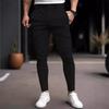 Men Solid Color Elastic Casual Tapered Long Pants