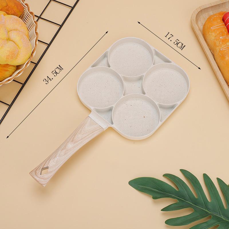 Pánev na smažení se 4 otvory Nepřilnavý vaječný palačinkový steak Hamburg Omelet Pánev Snídaně, vícedílný design, pánev na smažení vajíček se čtyřmi sekcemi