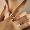 Silver Simple Punk Hollow Rings for Women Geometric Fashion Open Adjustable Handmade Party Jewelry Gift Allergy Engagement Ring