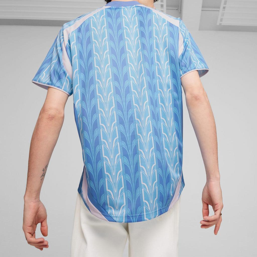 Puma Retro Football Jersey With Letter Print Casual Breathable Training Short Sleeve Unisex Tops Blue 627885-18