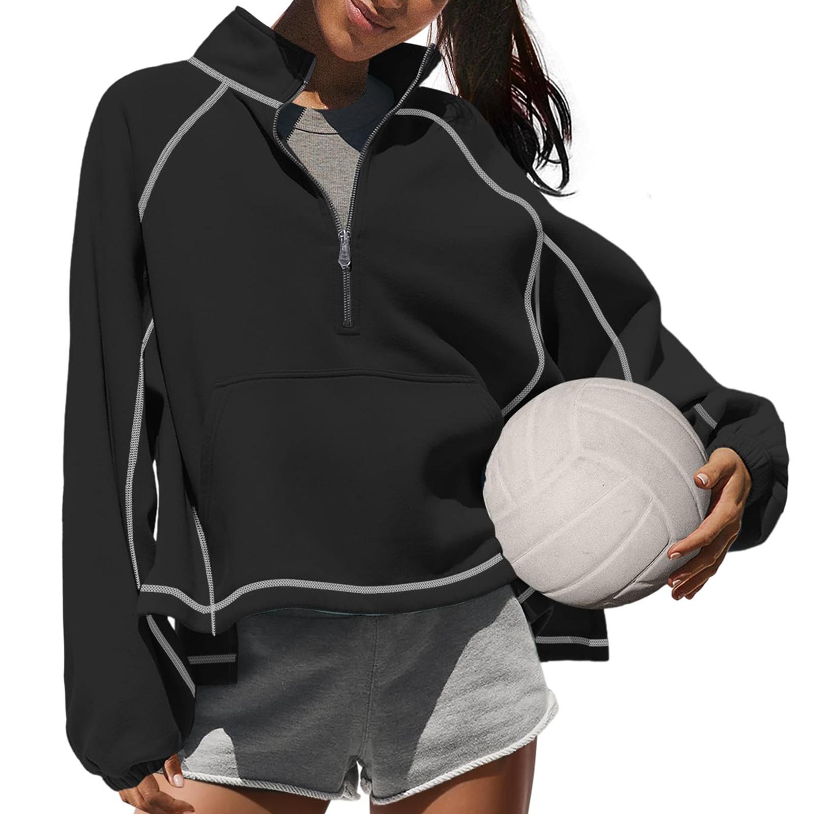 

Женский однотонный пуловер с длинными рукавами на молнии XL чёрный