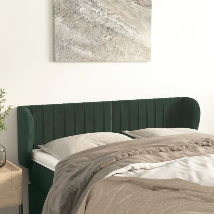 VidaXL Tête de lit avec oreilles Vert foncé 147x23x78-88 cm Velours3117433