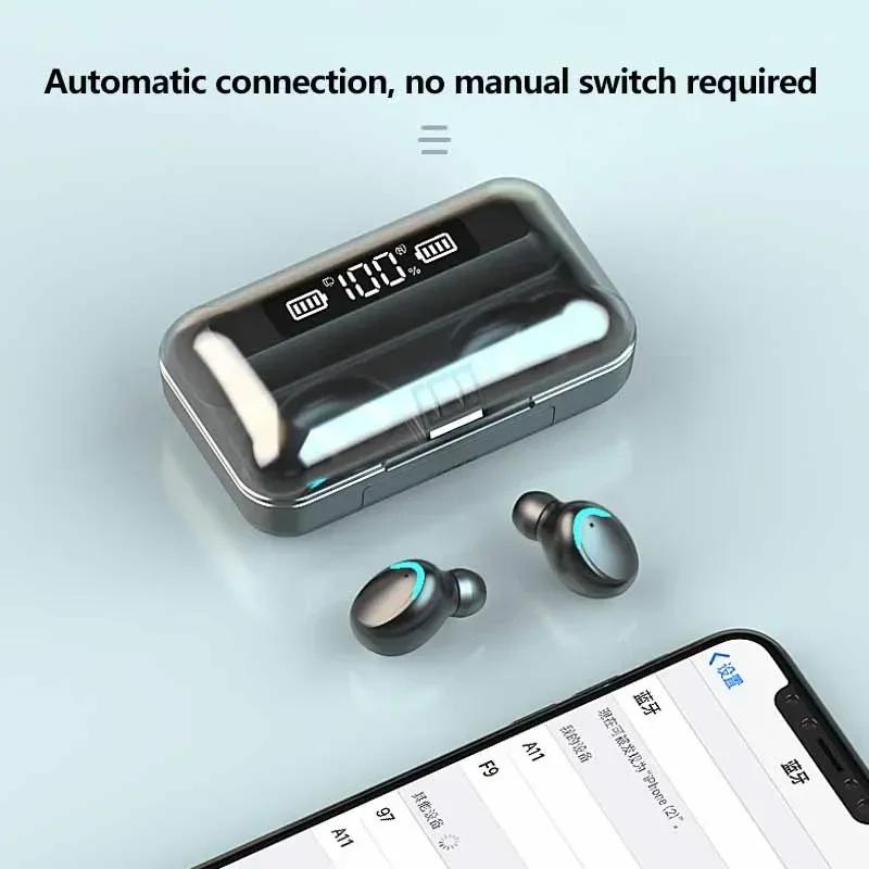 F9 TWS Bluetooth Wireless Headphones with Large-Capacity Charging Case & Digital Display, Long Battery Life Gaming Earbuds
