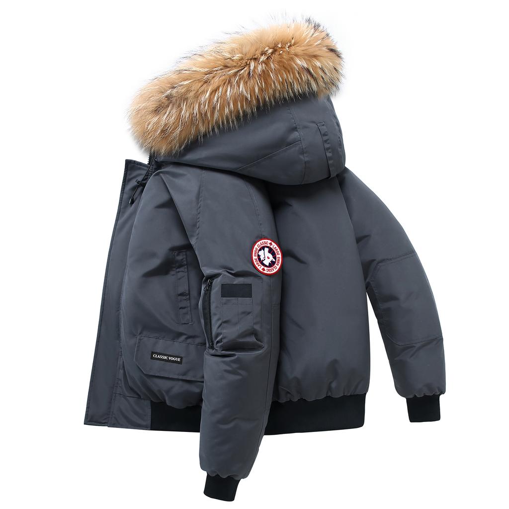 Mantel Herren Winter Arbeitskleidung Parker Mode Dicke Pelzkragen Daunenjacke